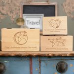 Coffret en bois personnalisé avec texte Voyage Lune de miel Aventure Cadeau pour Famille Ami