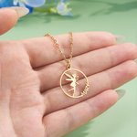 Personalised Dainty Fairy Minimalist Name Necklace Birthday Encouragement Gift for Peter Pan Lover Girl Women
