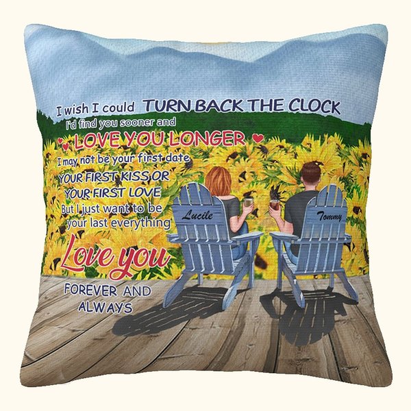 Personalisierte Love You Longer Flower Garden Naturlandschaft Dekokissenbezug Valentinstag Geschenk Schlafzimmer Dekor