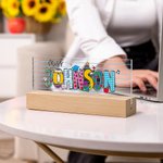 Personalised Doodle Letter Acrylic Desk Name Plate with Title and Name Appreciation Back To School Office Decor Gift for Teacher