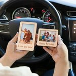 Personalisierte hölzerne Fotorahmen Auto Sonnenblende Clip mit eingraviertem Text Autozubehör Geburtstag Geschenk für Familie