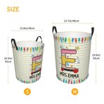 Personalised Doodle Pencil Apple Letter Large Capacity Waterproof Laundry Storage Basket with Handle Back to School Appreciation Gift for Teacher