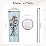Gobelet de Stéthoscope Personnalisé avec Bouquet de Fleurs et Nom Cadeau d'Anniversaire pour Infirmière et Médecin