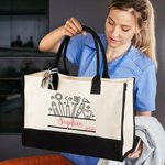 Personalized Dental Elements Large Canvas Tote Bag with Name Birthday Gift for Dental Worker Student