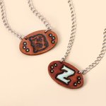 Personalised Country Western Double-sided Handmade Leather Necklace with Initial NFR Birthday Gift for Cowgirl Cowboy