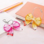 Personalized Coquette Bow Pencil Acrylic Tag Keychain with Name Appreciation Back to School Gift for Teacher