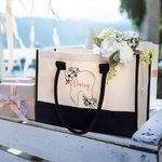 Personalized Dental Elements Large Canvas Tote Bag with Name Birthday Gift for Dental Worker Student