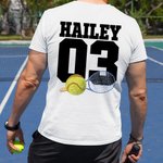 Personalized Multicolour Football Basketball 100% Cotton Unisex Kid Adult T-Shirt with Name and Number Birthday Sport Accessories Gift for Sport Lovers