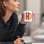 Personalised Doodle Apple Pencil Monogram 11oz Ceramic Coffee Mug with Name Teacher's Day Appreciation Back To School Gift for Teacher