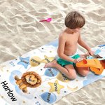 Personalisierte Aquarell Cartoon Tier überdimensioniert schnell trocken Strand Handtuch mit Namen Geburtstag Urlaub Zubehör Geschenk für Kind