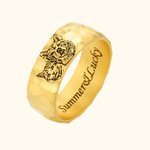 Gepersonaliseerde gegraveerde schets tekening foto huisdier portret gehamerd ring met tekst verjaardag Memorial Gift voor vrouwen huisdier liefhebbers