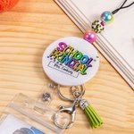 Personalised Glitter Acrylic Beaded Tassel Retractable Lanyard with Name Back to School Appreciation Graduation Gift for Teacher Administrators