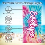 Serviette de Plage Colorée Personnalisée avec Nom Grande Taille Séchage Rapide Cadeau Voyage d'Été pour Femme