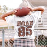 Maglietta personalizzata a tema sportivo Retro Football con nome e numero Costume per il giorno della partita Regalo di compleanno per la mamma calciatrice
