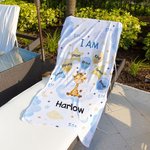 Personalisierte Aquarell Cartoon Tier überdimensioniert schnell trocken Strand Handtuch mit Namen Geburtstag Urlaub Zubehör Geschenk für Kind