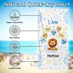 Henkilökohtainen akvarelli sarjakuva eläin ylimitoitettu nopea kuiva rantapyyhe nimi syntymäpäivä loma tarvikkeet lahja lapsille