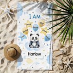 Serviette de Plage Personnalisée avec Nom et Motif Animal en Aquarelle Séchage Rapide Cadeau Anniversaire Vacances pour Enfant