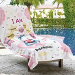 Personalisierte Aquarell Cartoon Tier überdimensioniert schnell trocken Strand Handtuch mit Namen Geburtstag Urlaub Zubehör Geschenk für Kind