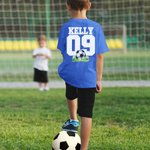 Personalized Multicolour Football Basketball 100% Cotton Unisex Kid Adult T-Shirt with Name and Number Birthday Sport Accessories Gift for Sport Lovers