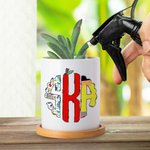 Personalisierte Doodle Apfel Bleistift Monogramm Design Pflanzgefäß Topf mit Namen und Bambus Tablett Lehrer Tag Wertschätzung Geschenk für Lehrer