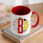 Personalised Doodle Apple Pencil Monogram 11oz Ceramic Coffee Mug with Name Teacher's Day Appreciation Back To School Gift for Teacher