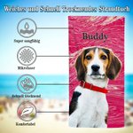 Personalisiertes Ölgemälde Haustier Porträt Strandtuch mit Namen Schnell Trocknendes Handtuch Geburtstag Geschenk für Tierliebhaber