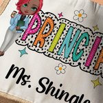 Personalised Cute Cartoon Teacher Dalmatian Dots Jute Tote Bag with Name Back to School Appreciation Gift for Teacher