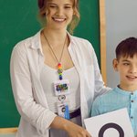 Personalised Glitter Acrylic Beaded Tassel Retractable Lanyard with Name Back to School Appreciation Graduation Gift for Teacher Administrators