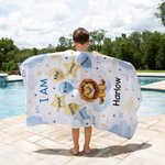 Personalisierte Aquarell Cartoon Tier überdimensioniert schnell trocken Strand Handtuch mit Namen Geburtstag Urlaub Zubehör Geschenk für Kind