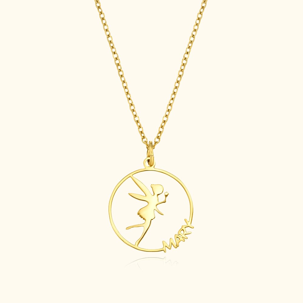 Collier de Fée en Argent Sterling Minimaliste Personnalisé avec Nom Style Peter Pan Cadeau Encouragement Anniversaire pour Fille Femme