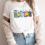Personalized Cute Pencil Apple Ruler Doodle Design 100% Cotton T-shirt with Text Teacher's Day Back To School Gift for Teacher