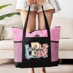 Borsa Tote grande personalizzata con elementi medici multicolore, con nome e titolo, regalo di compleanno per l'infermiere e il medico.