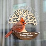 Mangeoire à oiseaux ronde en bois amovible et imperméable personnalisée avec nom, année et texte Cadeau commémoratif de sympathie pour la perte d'un ê