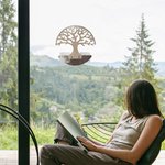 Mangeoire à oiseaux ronde en bois amovible et imperméable personnalisée avec nom, année et texte Cadeau commémoratif de sympathie pour la perte d'un ê