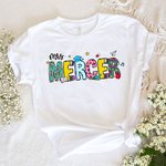 Personalized Cute Pencil Apple Ruler Doodle Design 100% Cotton T-shirt with Text Teacher's Day Back To School Gift for Teacher