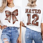 Sudadera con lazo coqueta de fútbol personalizada con número y nombre Regalo de cumpleaños el día del partido para los amantes del fútbol