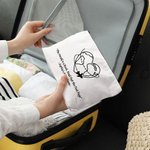 Personalised World Map Adventure Heart Airplane Route Canvas Makeup Bag with Name Travel Accessory Honeymoon Birthday Gift for Women Travel Lover