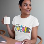 Personalized Cute Pencil Apple Ruler Doodle Design 100% Cotton T-shirt with Text Teacher's Day Back To School Gift for Teacher