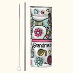 Personalised 3D Effect Sewing Tools 20oz Skinny Tumbler with Lid and Straw Birthday Gift for Mom Grandma Sewing Lovers