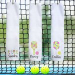 Personalised Colorful Pickleball Design Super Absorbent 100% Cotton Waffle Sport Towel with Name and Hanging Clip Gift for Pickleball Lovers