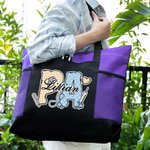 Borsa Tote grande personalizzata con elementi medici multicolore, con nome e titolo, regalo di compleanno per l'infermiere e il medico.