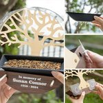 Mangeoire à oiseaux ronde en bois amovible et imperméable personnalisée avec nom, année et texte Cadeau commémoratif de sympathie pour la perte d'un ê