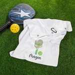 Personalised Colorful Pickleball Design Super Absorbent 100% Cotton Waffle Sport Towel with Name and Hanging Clip Gift for Pickleball Lovers