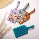 Étiquette de Bagage ou Porte-Passeport Personnalisé avec Nom Accessoire de Voyage en Cuir Cadeau Anniversaire pour Amoureux de Vache Highland