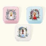 Personalised Portable Floral Cartoon Jewellery Box with Name Bridal Shower Wedding for Bride Bridesmaid