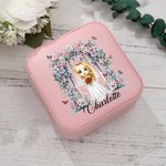 Personalised Portable Floral Cartoon Jewellery Box with Name Bridal Shower Wedding for Bride Bridesmaid