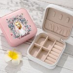 Personalised Portable Floral Cartoon Jewellery Box with Name Bridal Shower Wedding for Bride Bridesmaid