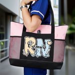 Borsa Tote grande personalizzata con elementi medici multicolore, con nome e titolo, regalo di compleanno per l'infermiere e il medico.