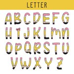 Gepersonaliseerde kleurrijke potlood-geïnspireerde Fun Letter Linnen Wristlet Make-up tas met naam Terug naar school Waardering Gift voor leerkracht