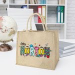 Personalised Cute Pencil Apple Large Jute Tote Bag with Text Teacher's Day Back to School Gift for Teacher